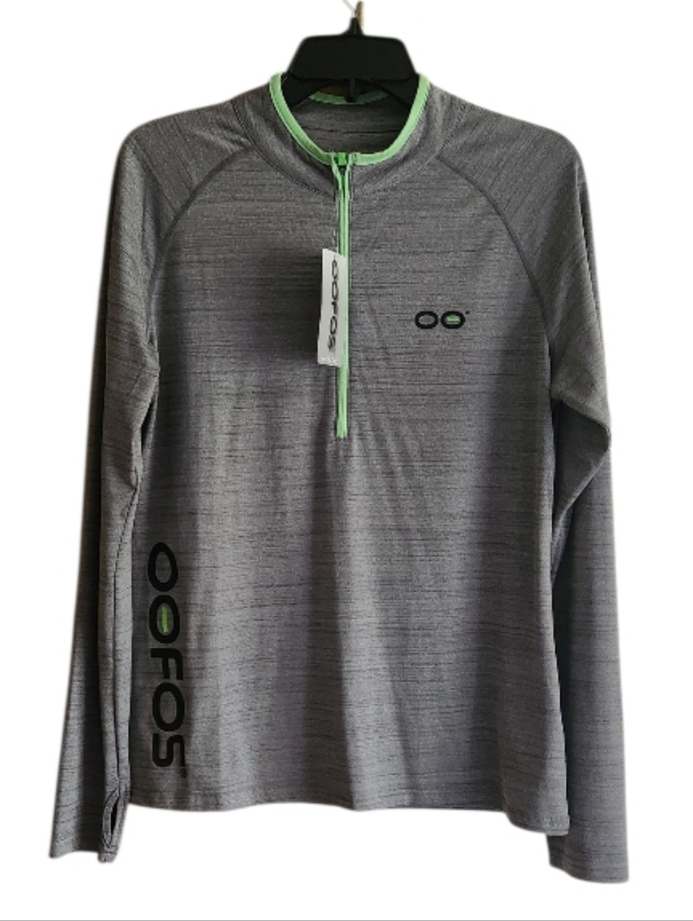NWT OOFOS Gray & Lime Half-Zip Pullover